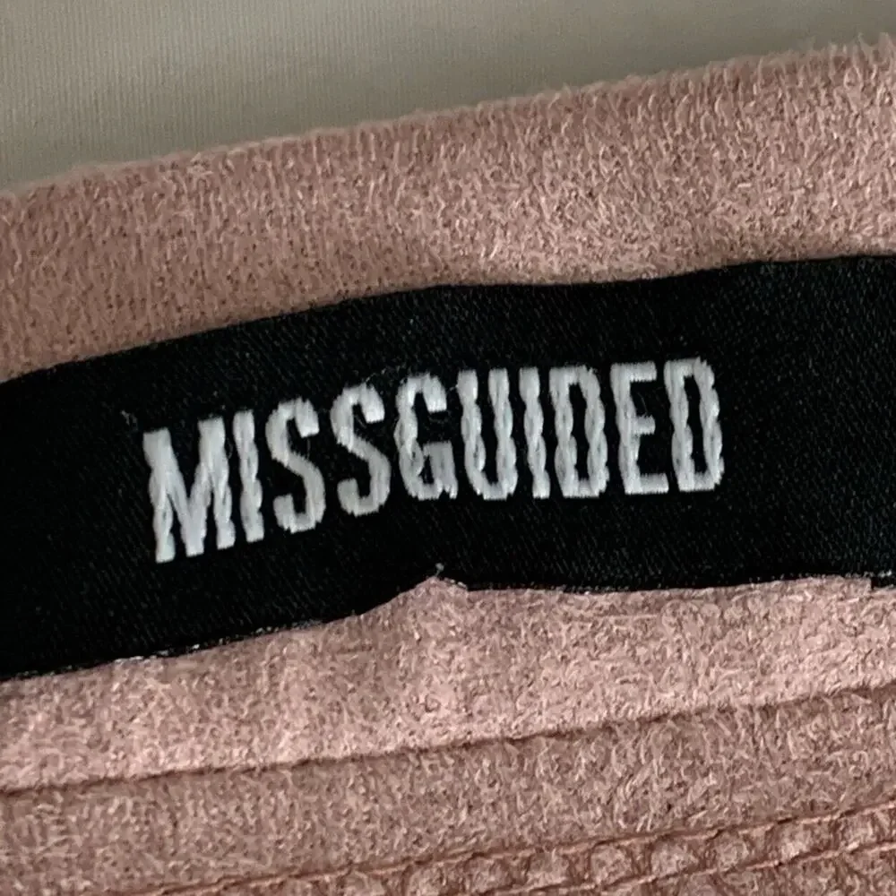 Missguided Skirt Womens 2 Pink Midi Suede‎ Like Bodycon Zipper Front Slit
